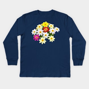 Bunch of Dahlias Floral Photo Kids Long Sleeve T-Shirt